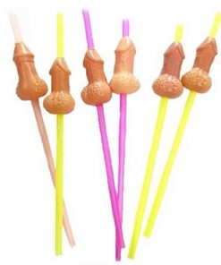 Canudos Mini Pênis Móvel 10 Unidades