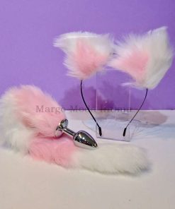 Kit com Plug Anal Branco e Rosa 2 Peças