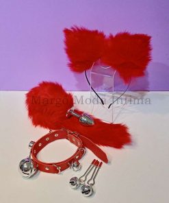 Kit com Plug Anal Vermelho 4 Peças