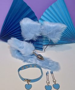 Kit com Plug Anal Azul 4 Peças